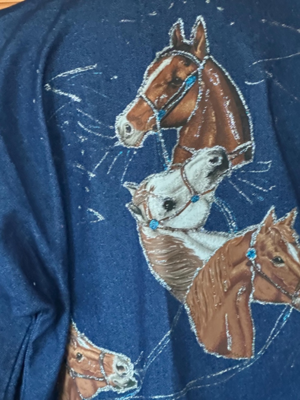 Vintage 80s Denim Western Jacket: Equestrian Horse Appliqué, Hand-Crafted - Picture 13 of 15